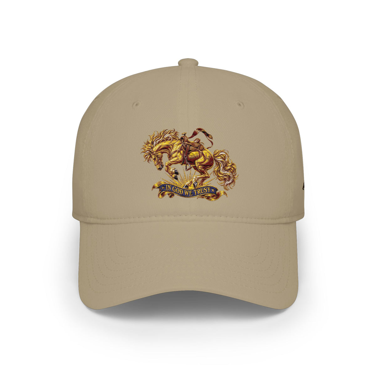Horse Embroidered Baseball Cap — In God We Trust Design