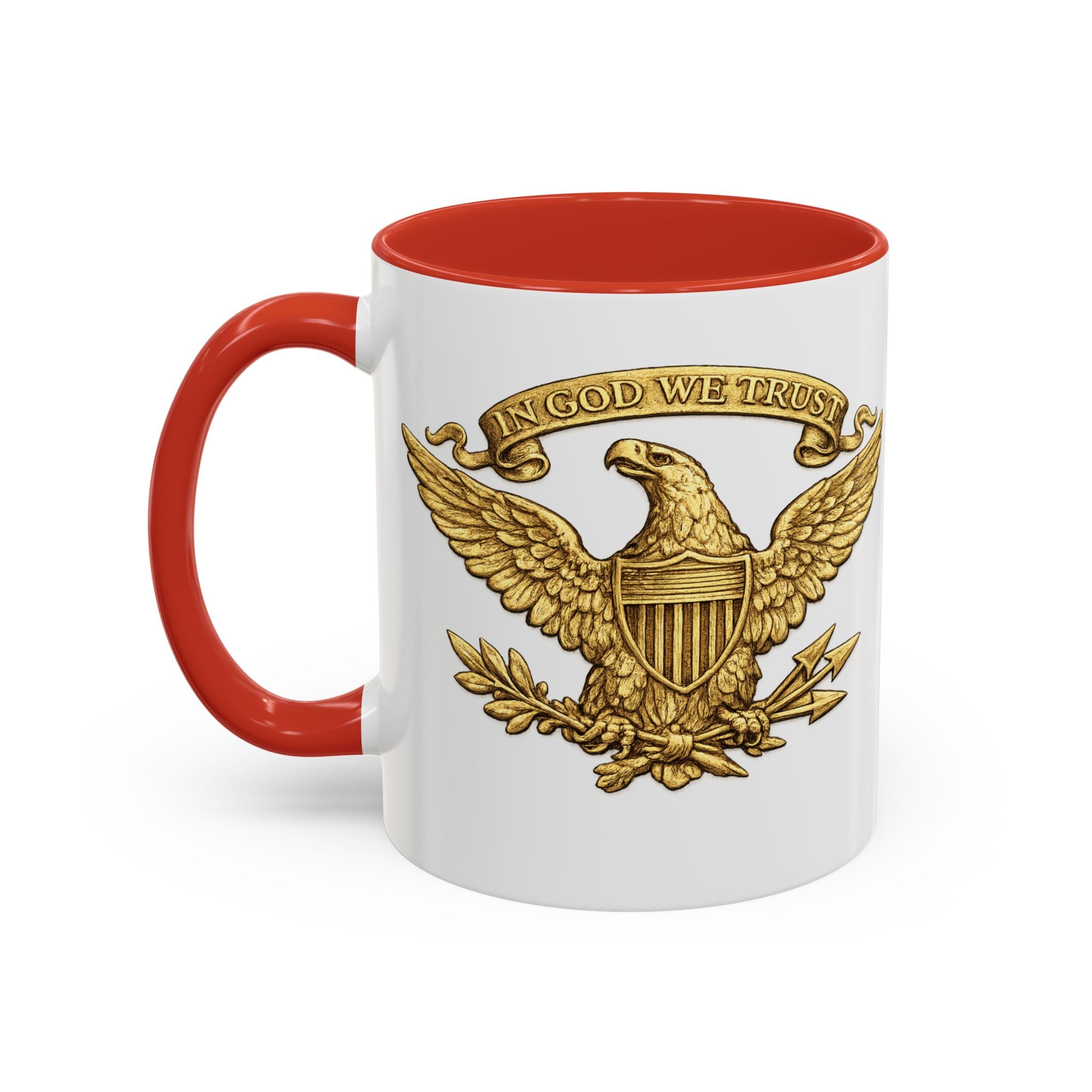 Gold Eagle 'In God We Trust' Accent Coffee Mug — Patriotic 11/15oz