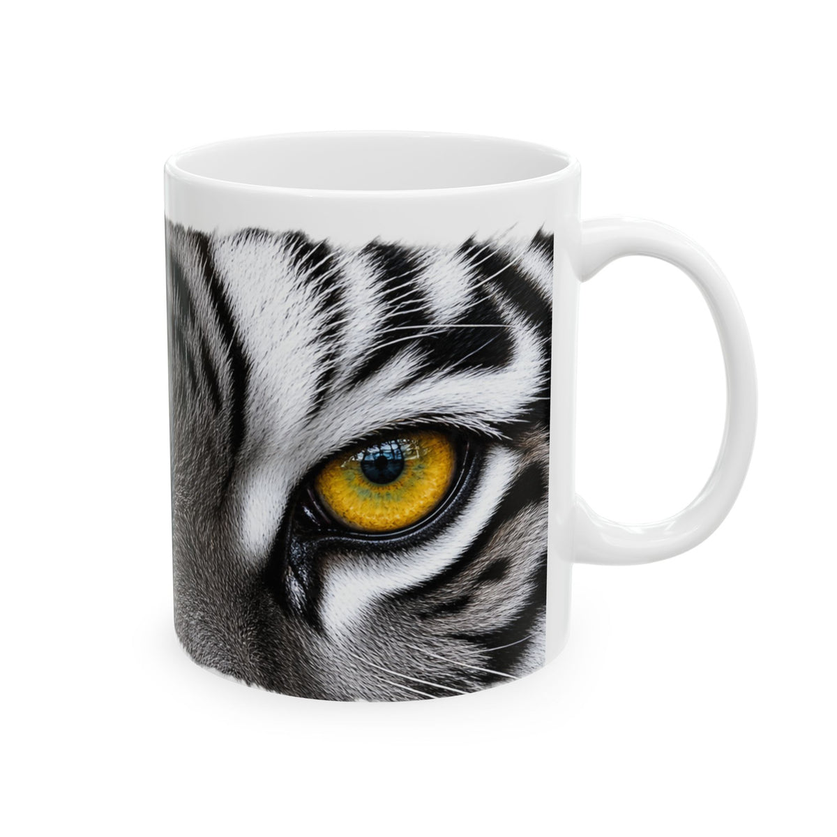 Tiger Eyes Ceramic Mug – Realistic Close-Up Animal Print Coffee Cup (11oz, 15oz)