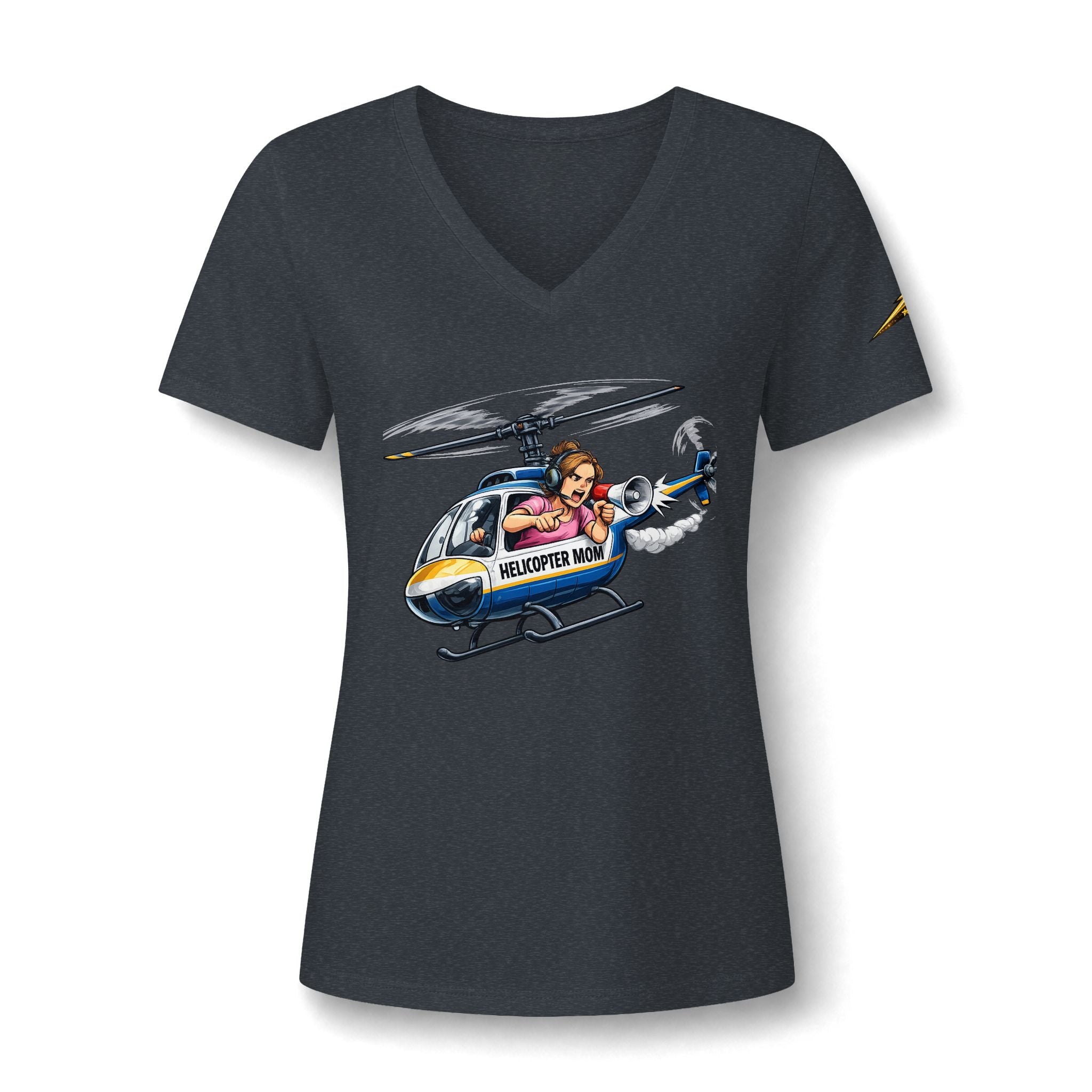 Women's V-Neck Tee — 'Helicopter Mom' Graphic Shirt