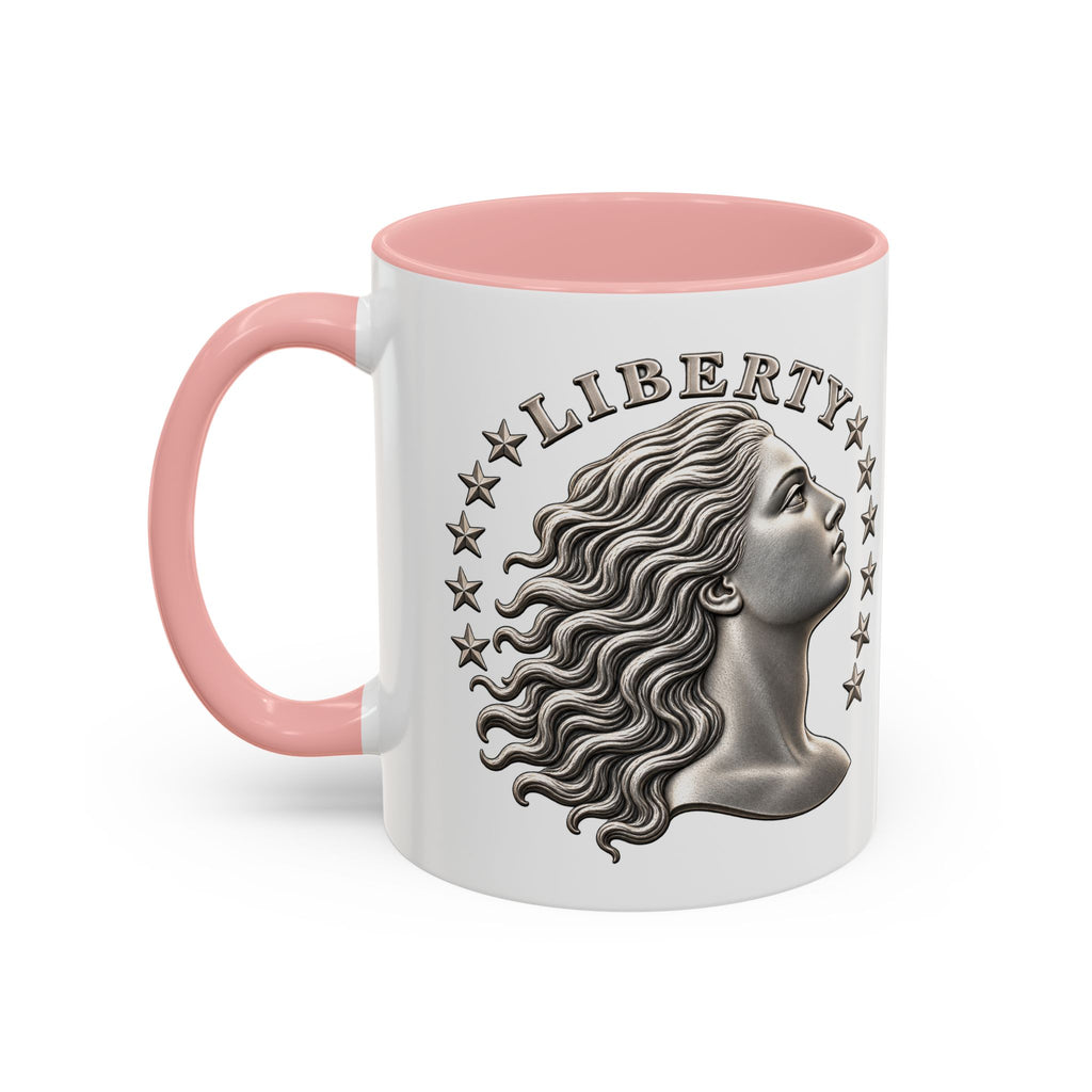 Liberty Coin Accent Coffee Mug — Vintage Lady Head Design (11/15 oz)