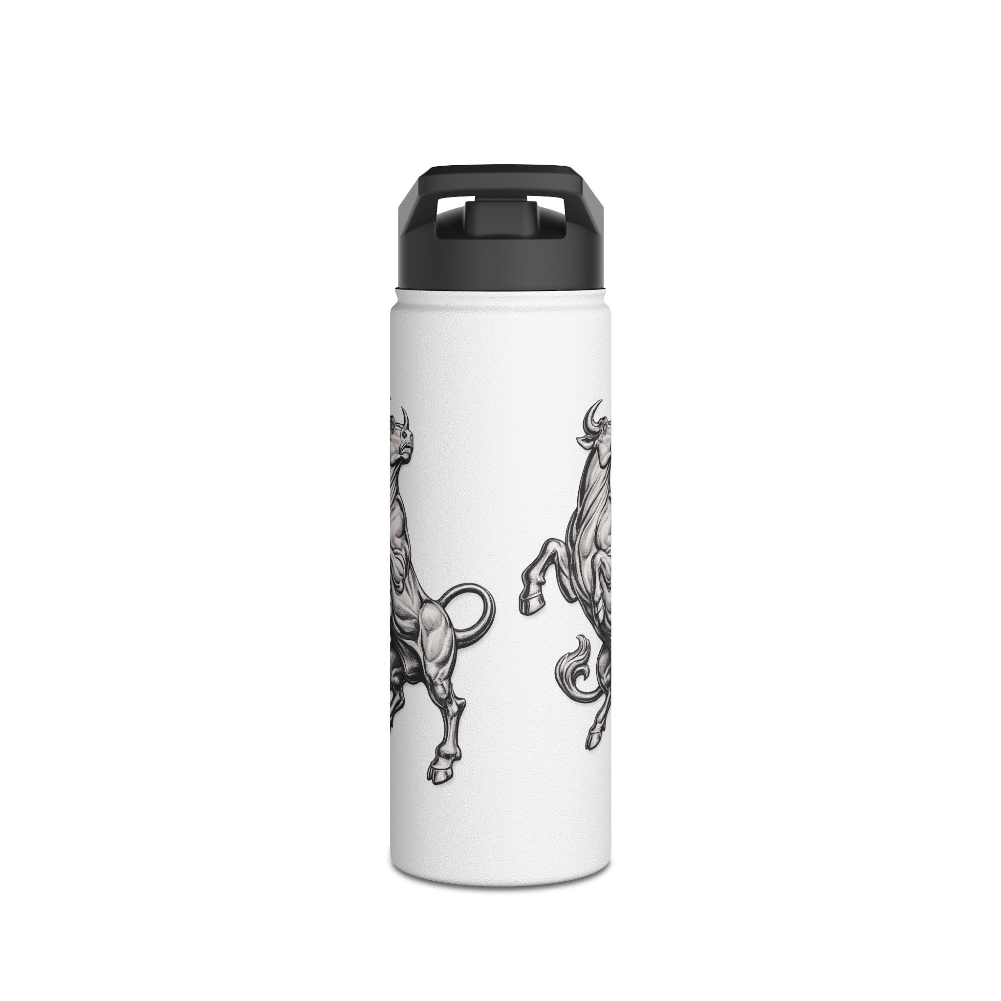 Stainless Steel Water Bottle — Vintage Bull Illustration, Durable Insulated Bottle