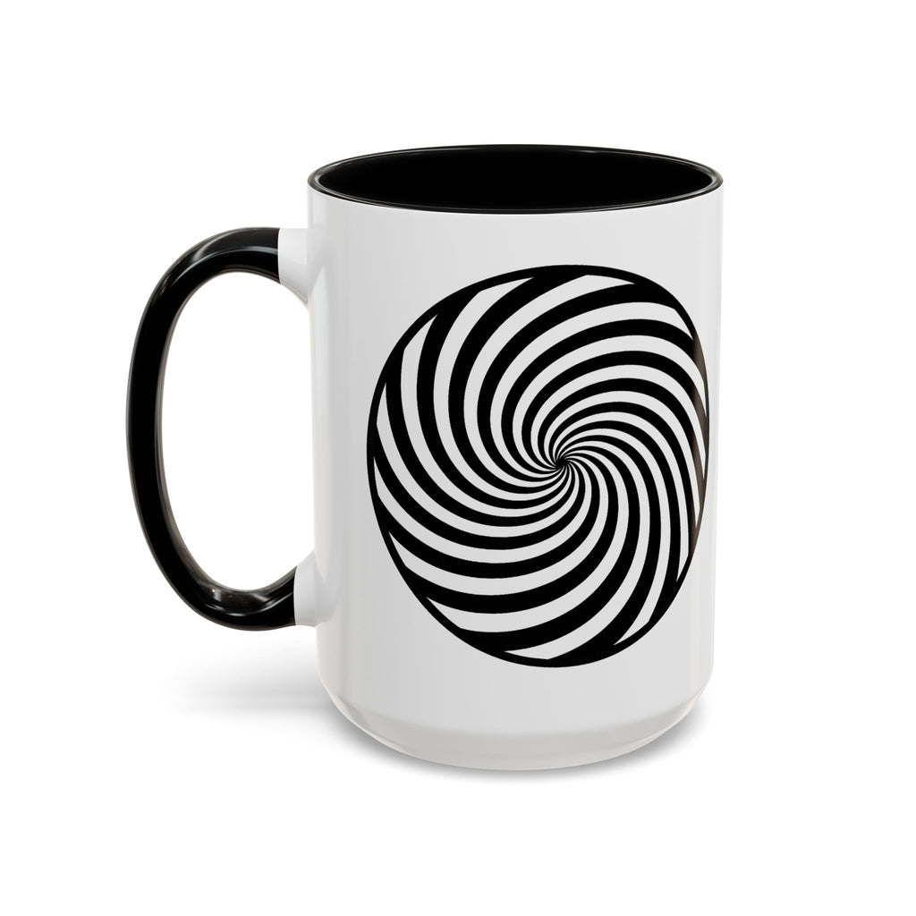 Hypnotic Swirl Accent Mug — Black & White Spiral Coffee Cup (11/15oz)