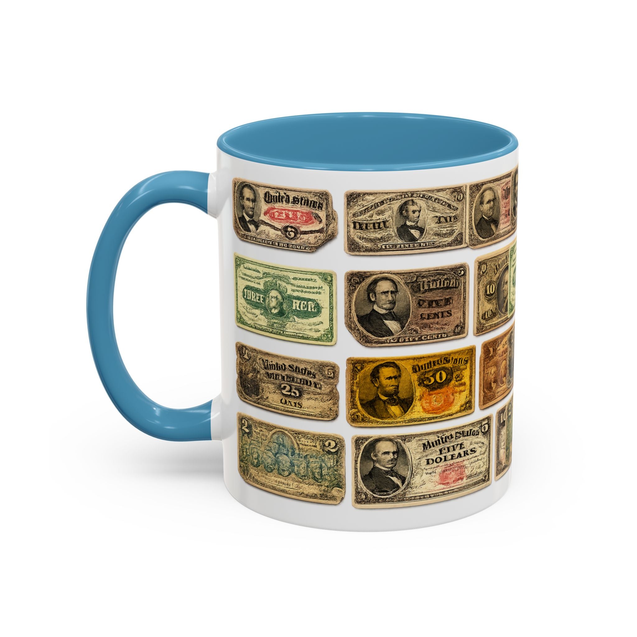 Vintage US Fractional Currency Coffee Mug – Retro Banknote Accent Mug (11/15 oz)