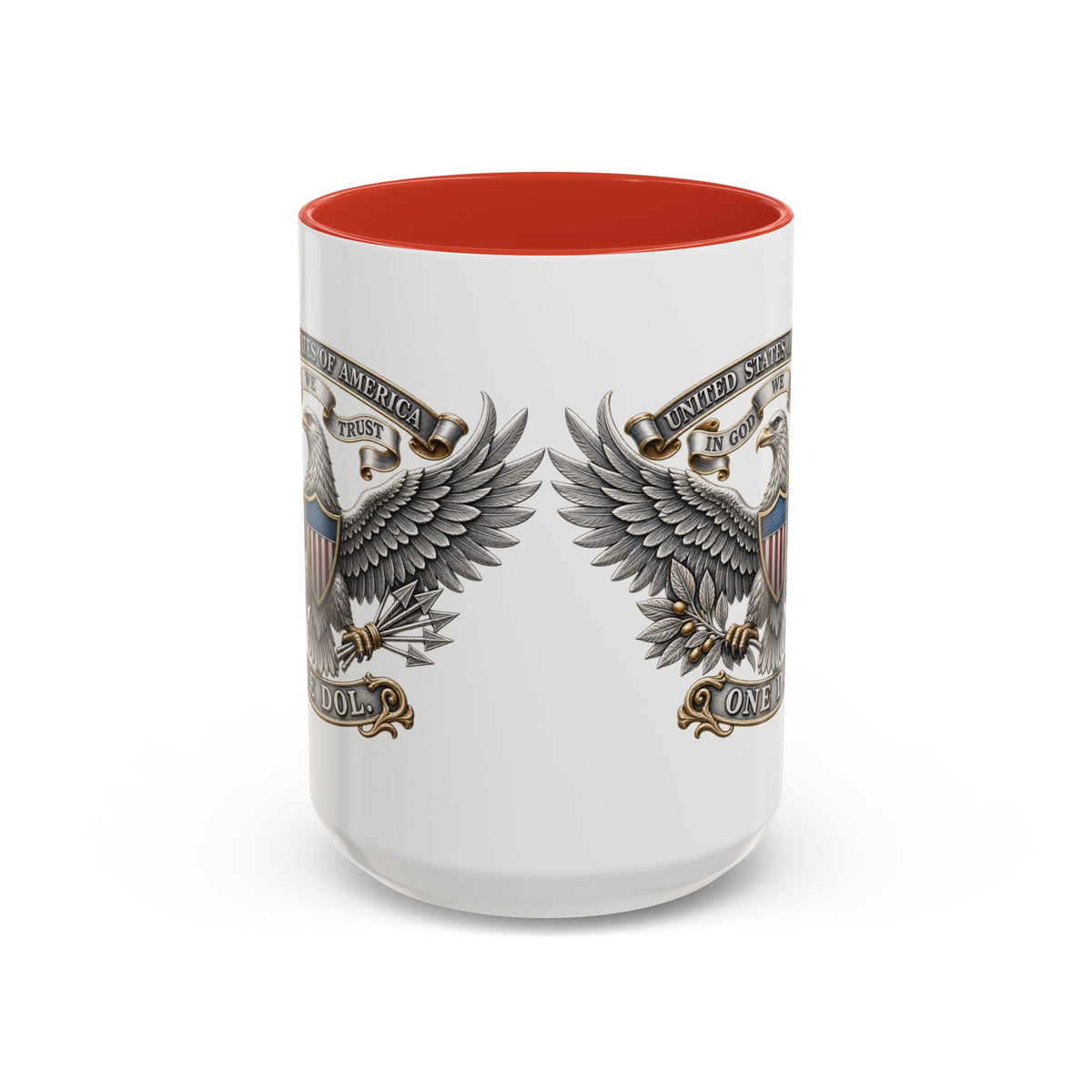 Eagle Shield Accent Coffee Mug — Patriotic "In God We Trust" Design
