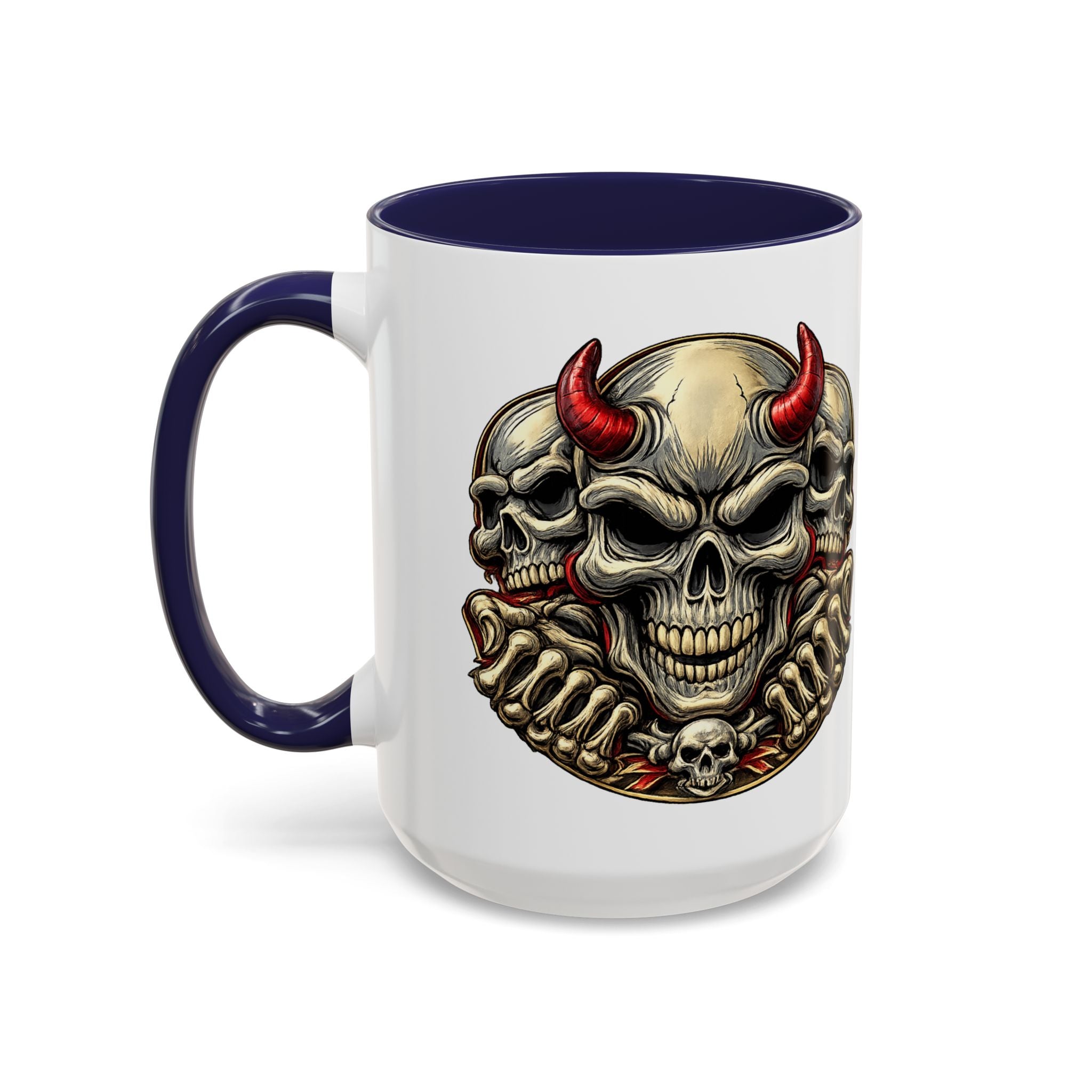 Devil Skull Accent Coffee Mug – Gothic Demon Skull Design (11/15 oz)