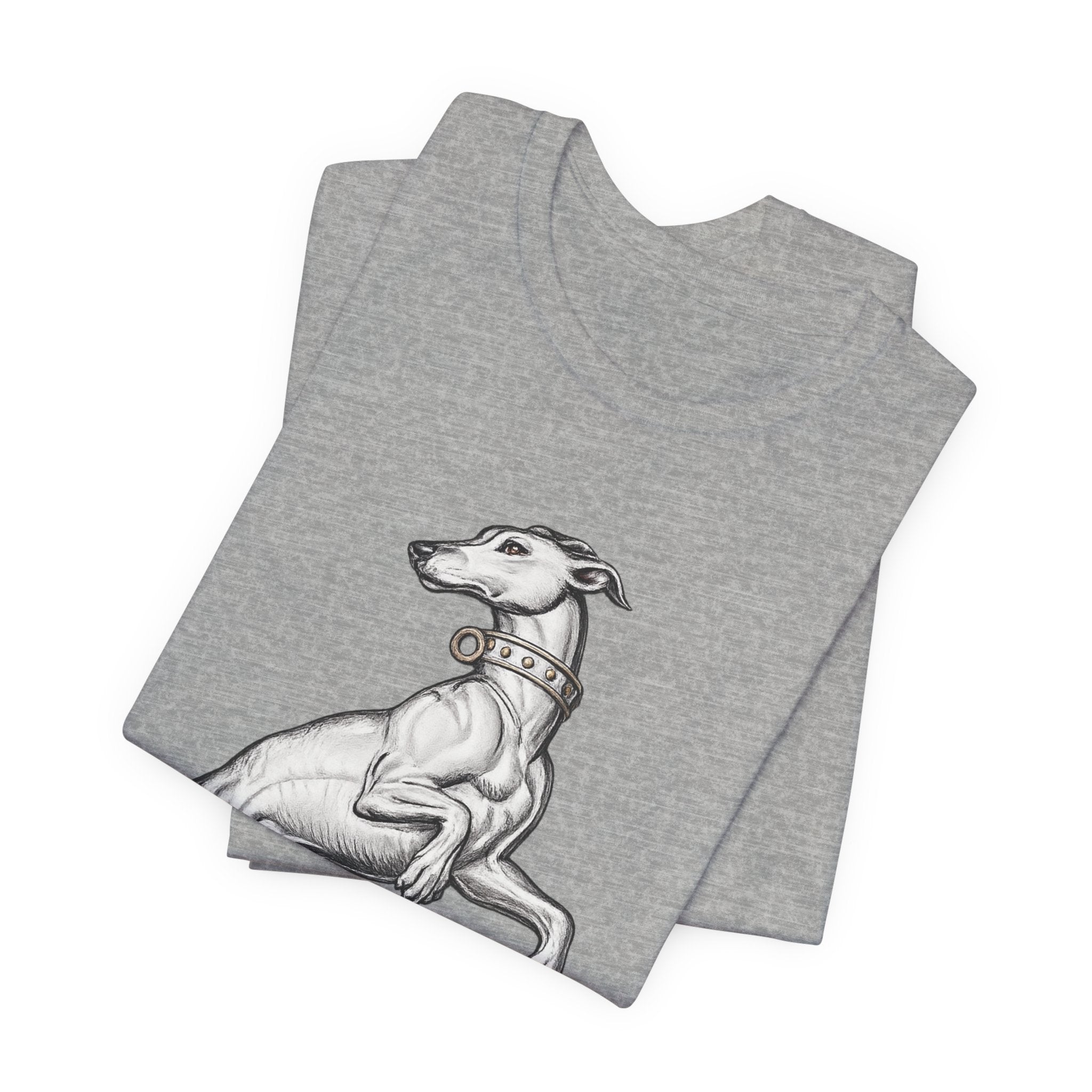 Greyhound Illustration T‑Shirt — Elegant Whippet Dog Art Tee