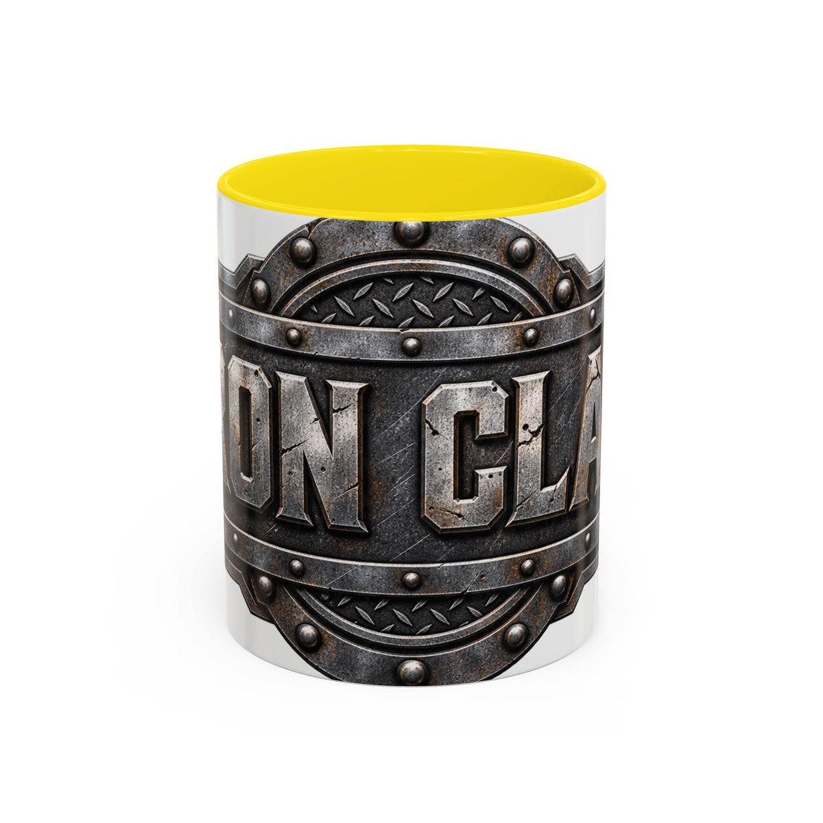 Metal Shield Coffee Mug — 'Iron Clad' Rustic Industrial Accent Mug