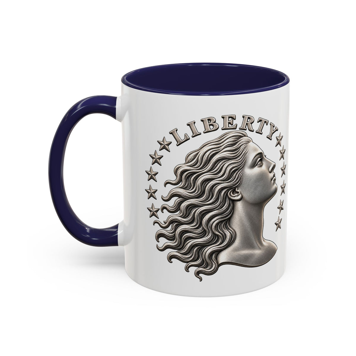 Liberty Coin Accent Coffee Mug — Vintage Lady Head Design (11/15 oz)