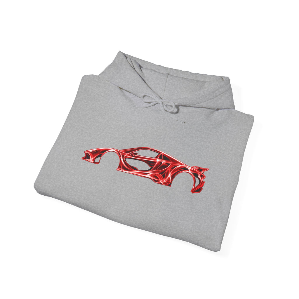 Car Silhouette Hoodie – Red Flame Sports Car Graphic