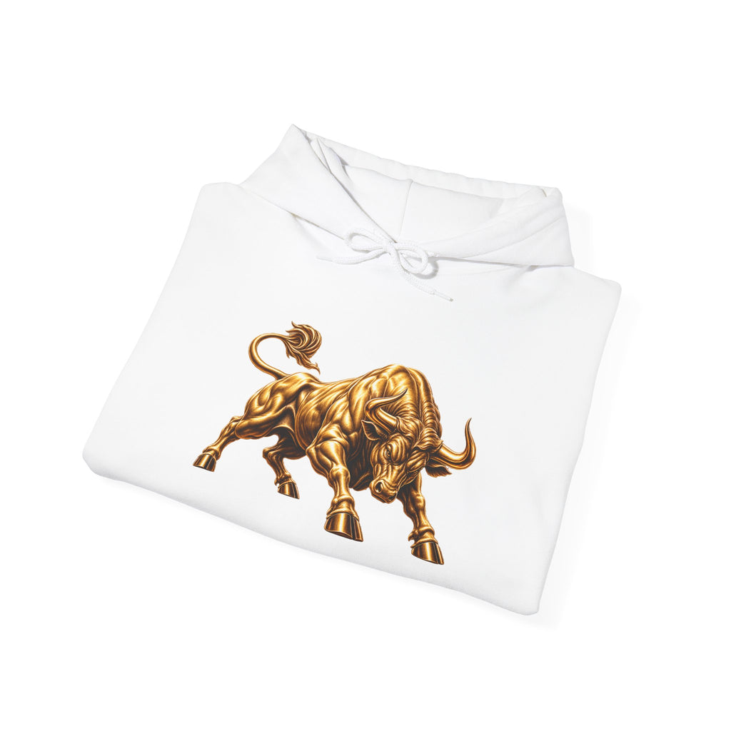 Gold Bull Hoodie — Metallic Charging Bull Graphic Hoody