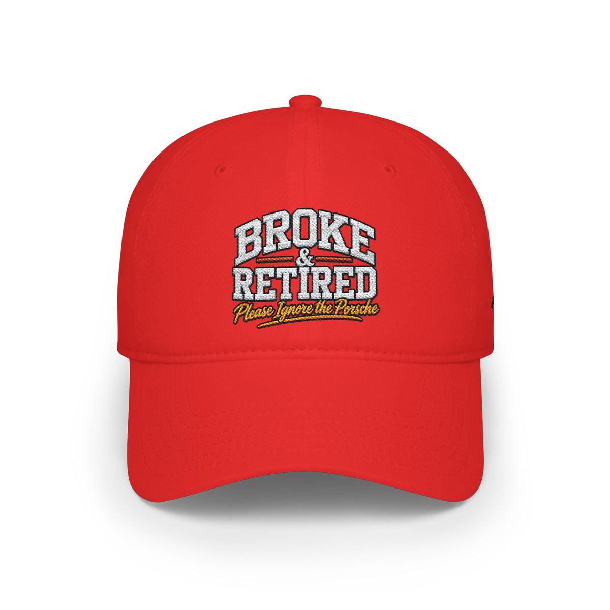 Broke & Retired Low Profile Baseball Cap – Funny Retirement Hat with American Flag Accent