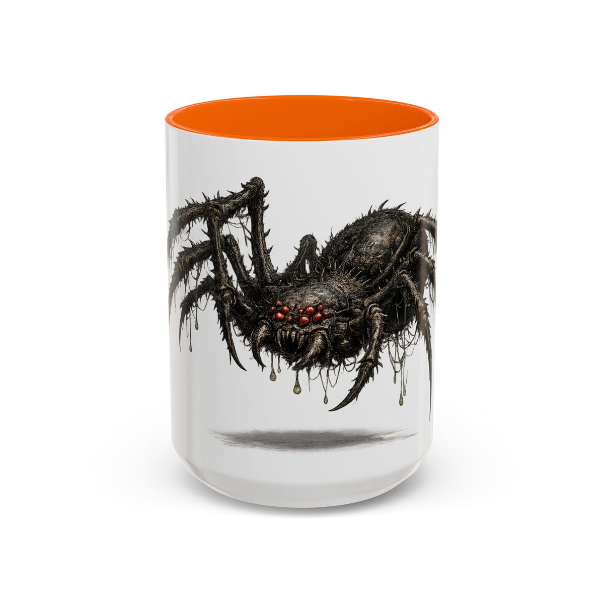 Spider Horror Accent Coffee Mug — Creepy Red-Eyed Arachnid Design (11/15oz)