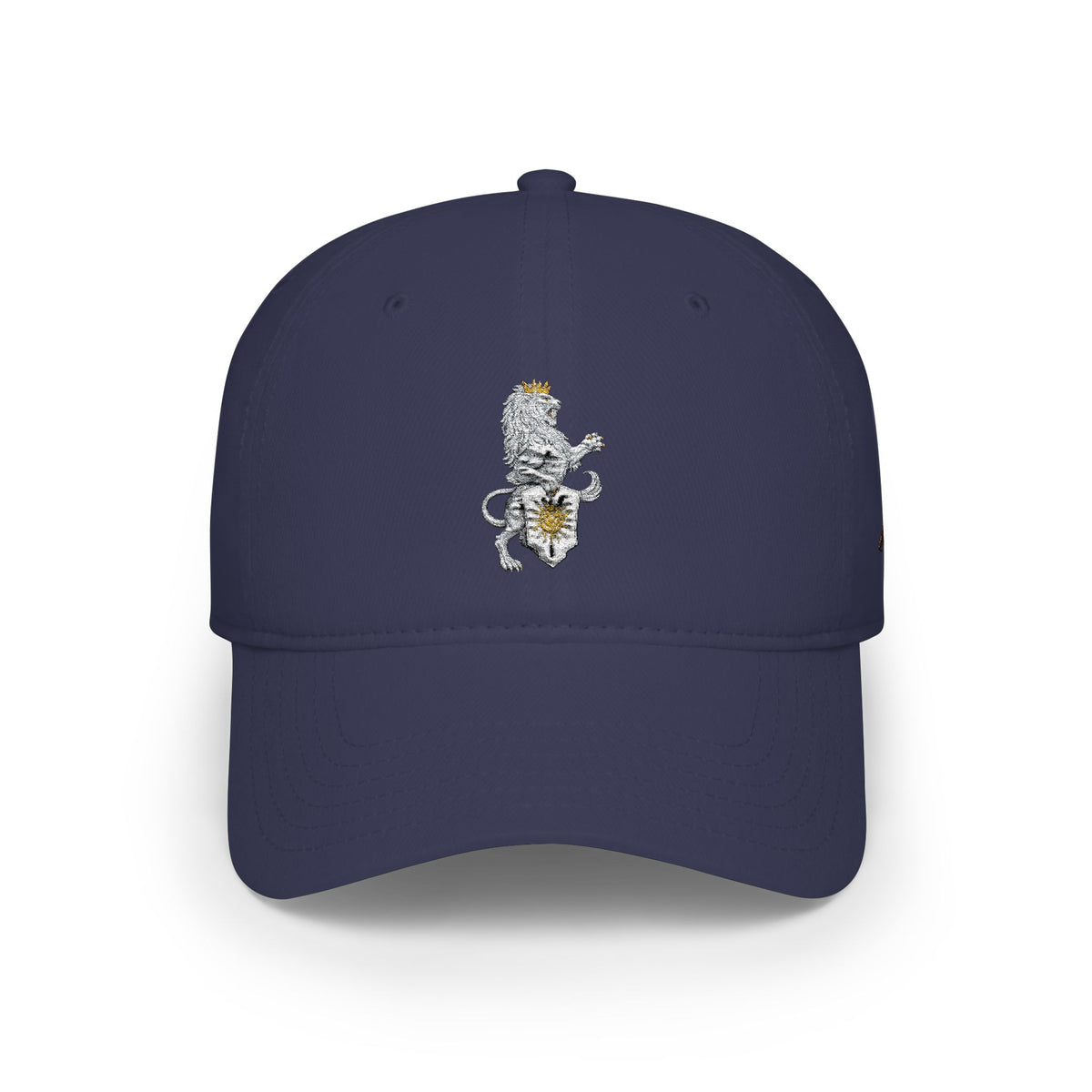 Low-Profile Cap with Embroidered Lion Crest