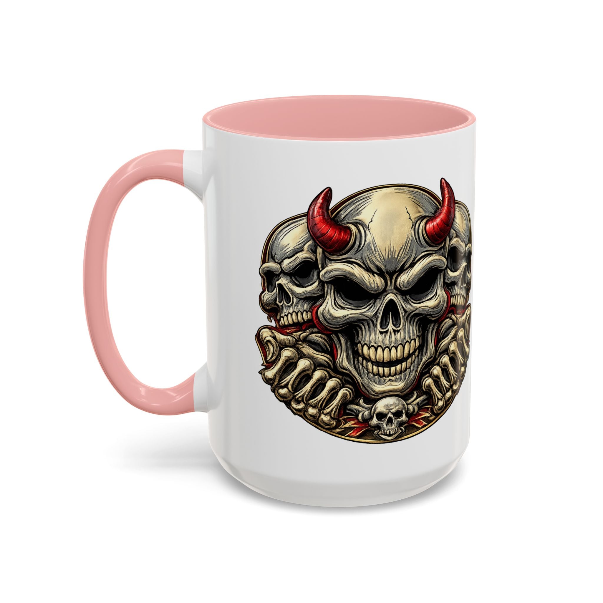 Devil Skull Accent Coffee Mug – Gothic Demon Skull Design (11/15 oz)