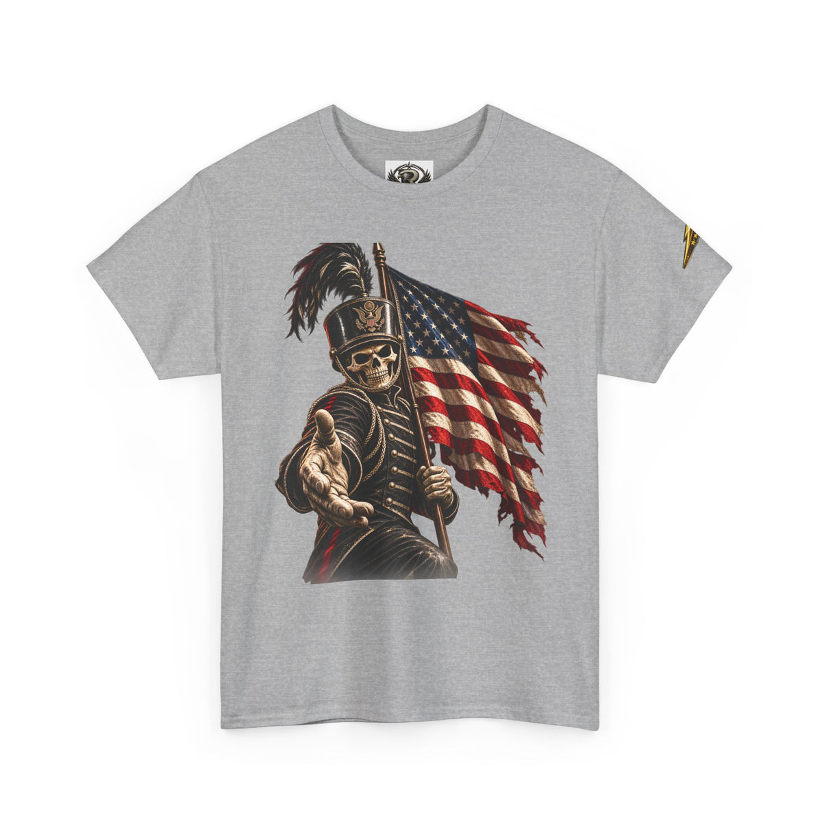 Patriotic Skeleton Soldier T-Shirt — American Flag Grim Reaper Tee