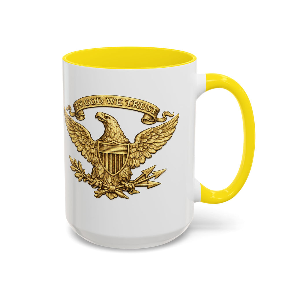 Gold Eagle 'In God We Trust' Accent Coffee Mug — Patriotic 11/15oz