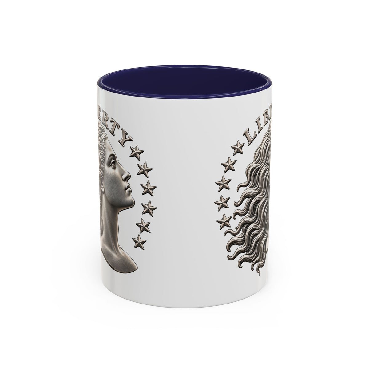 Liberty Coin Accent Coffee Mug — Vintage Lady Head Design (11/15 oz)