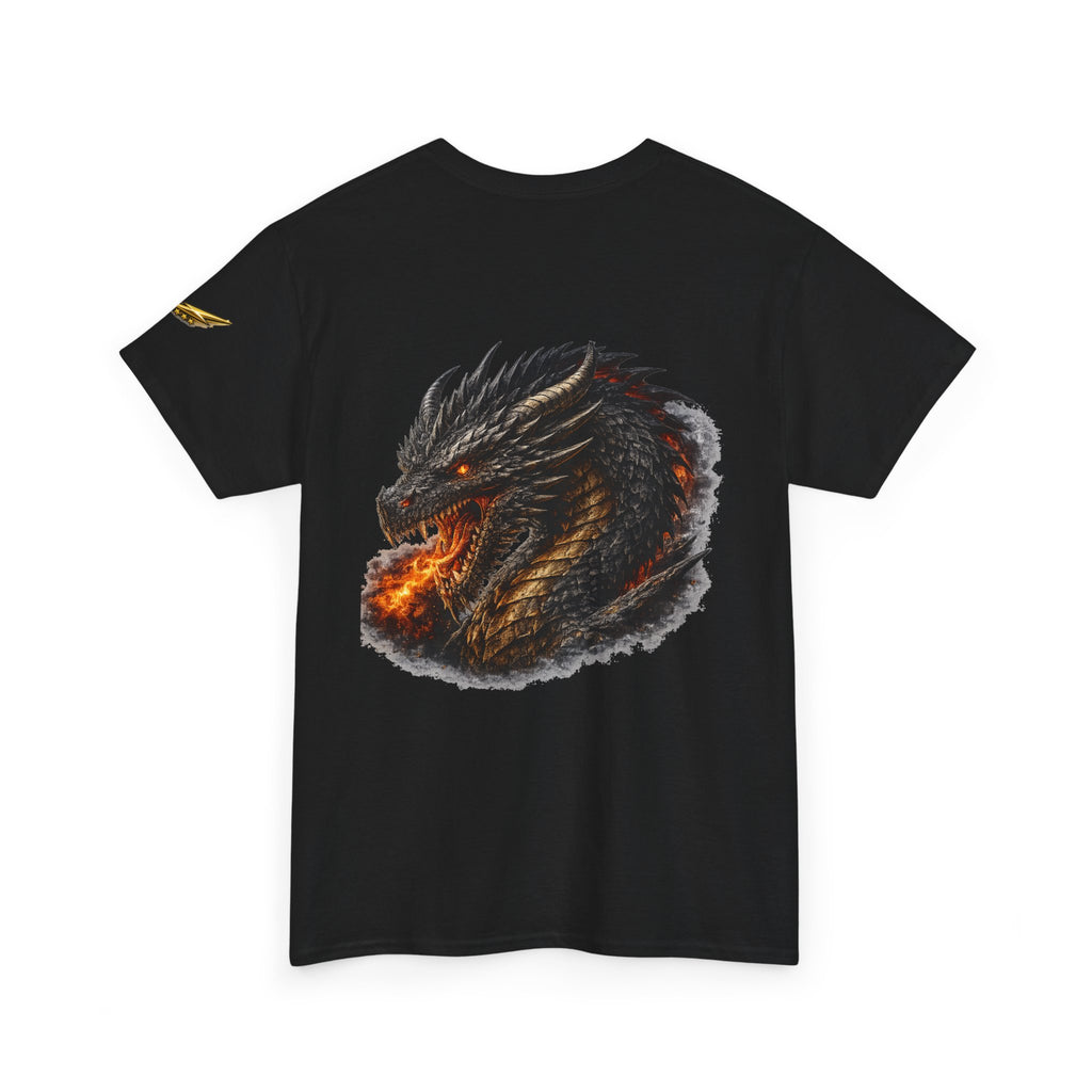 Dragon Head Fire Tee — Fiery Black Dragon Graphic T-Shirt