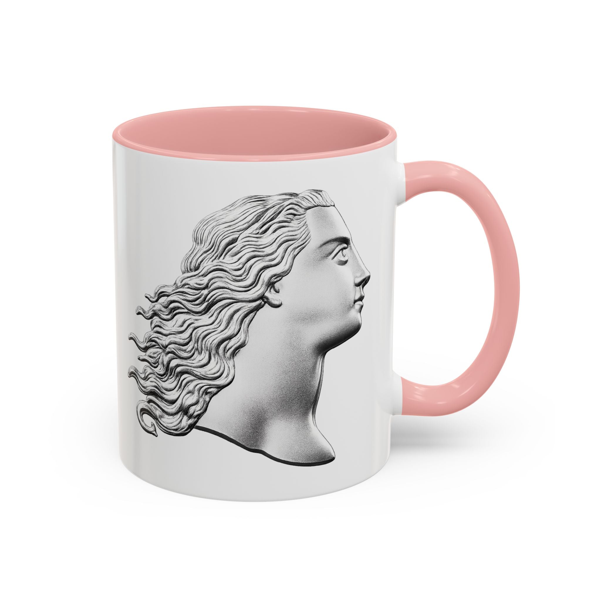 Classical Profile Accent Coffee Mug — Greek Goddess Bust Design (11/15oz)