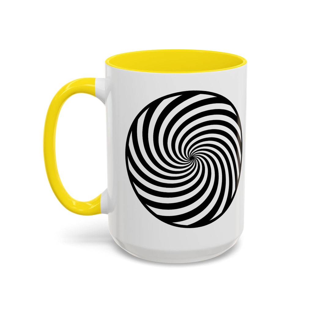 Hypnotic Swirl Accent Mug — Black & White Spiral Coffee Cup (11/15oz)
