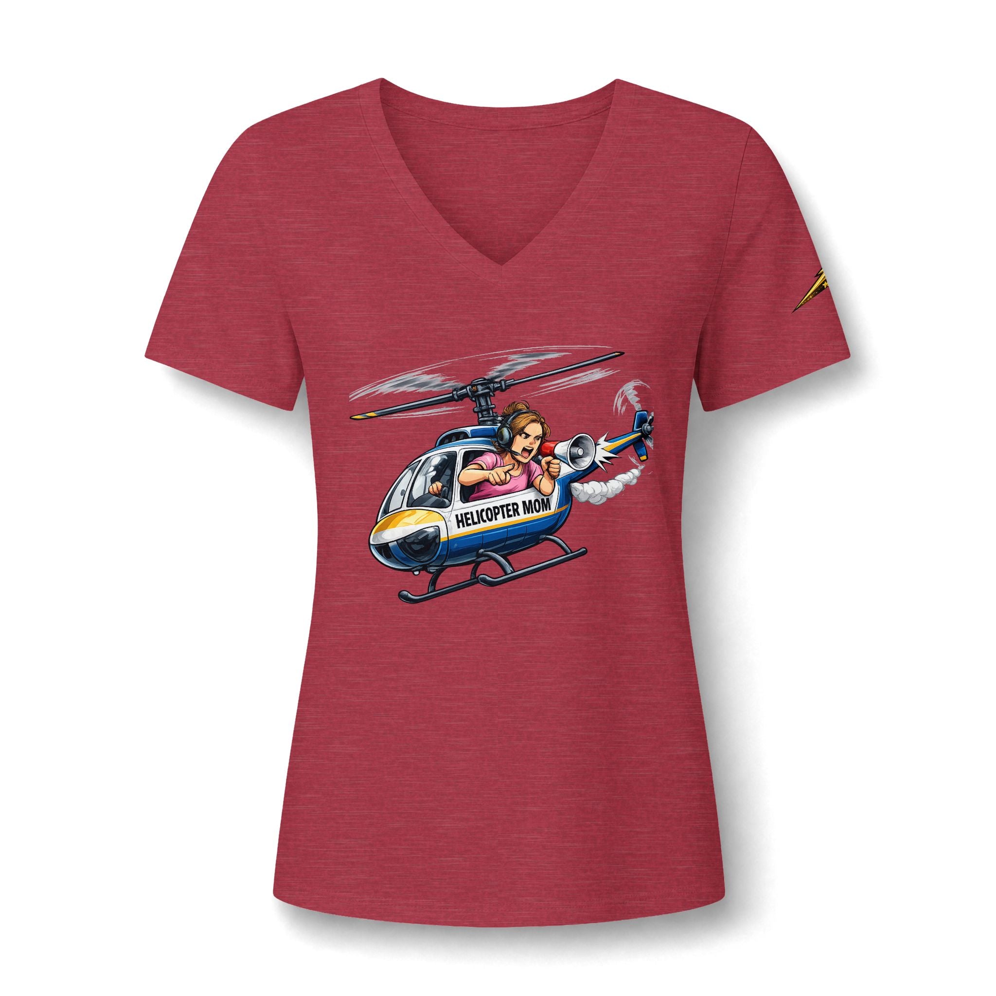 Women's V-Neck Tee — 'Helicopter Mom' Graphic Shirt
