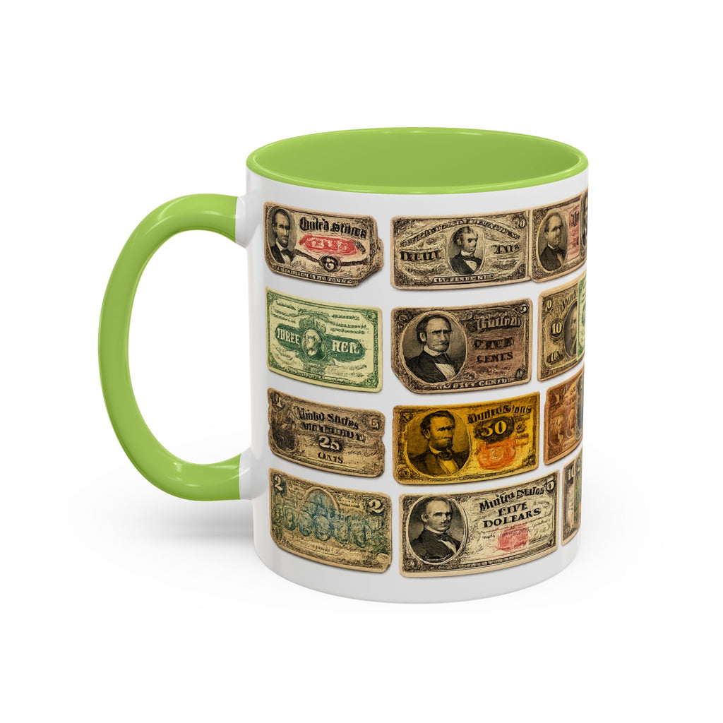 Vintage US Fractional Currency Coffee Mug – Retro Banknote Accent Mug (11/15 oz)
