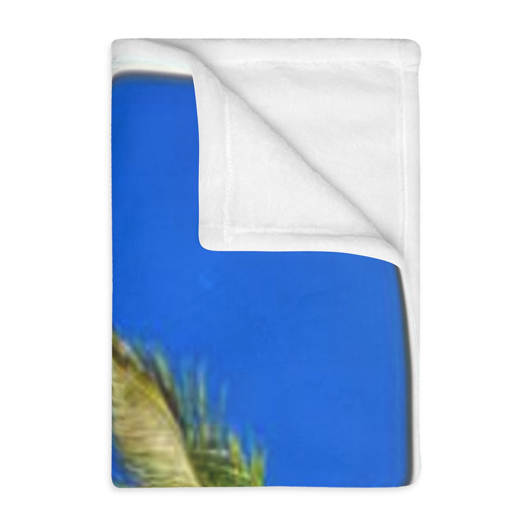 Beach Path Velveteen Blanket – Tropical Palm Microfiber Throw