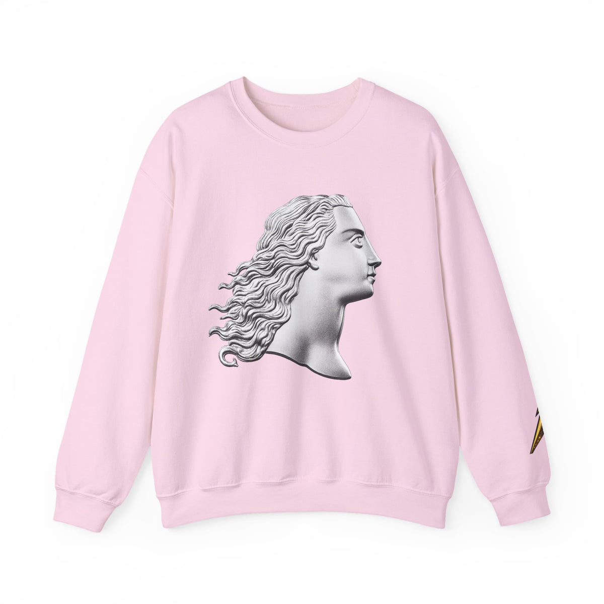 Classical Statue Profile Crewneck Sweatshirt — Sculpted Grecian Head Graphic