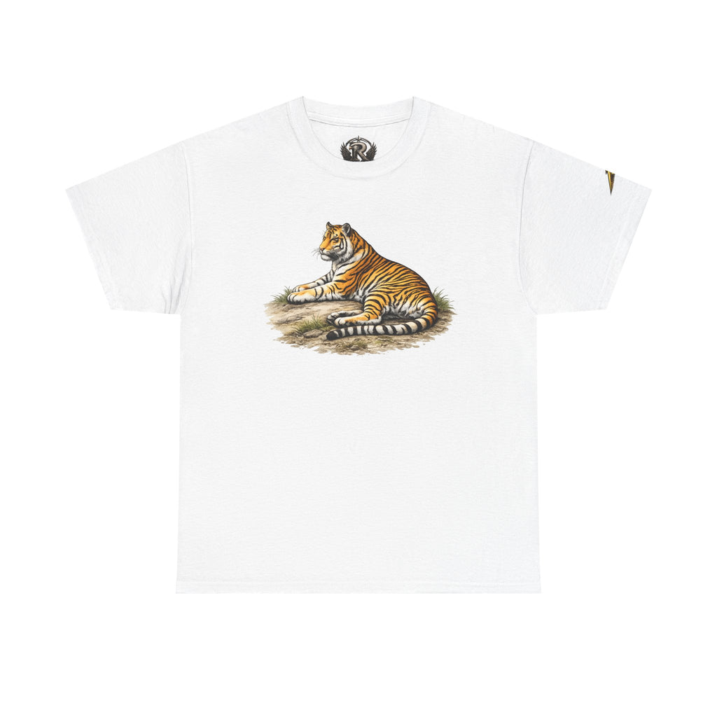 Tiger Graphic T-Shirt — Vintage Lying Tiger Illustration Tee