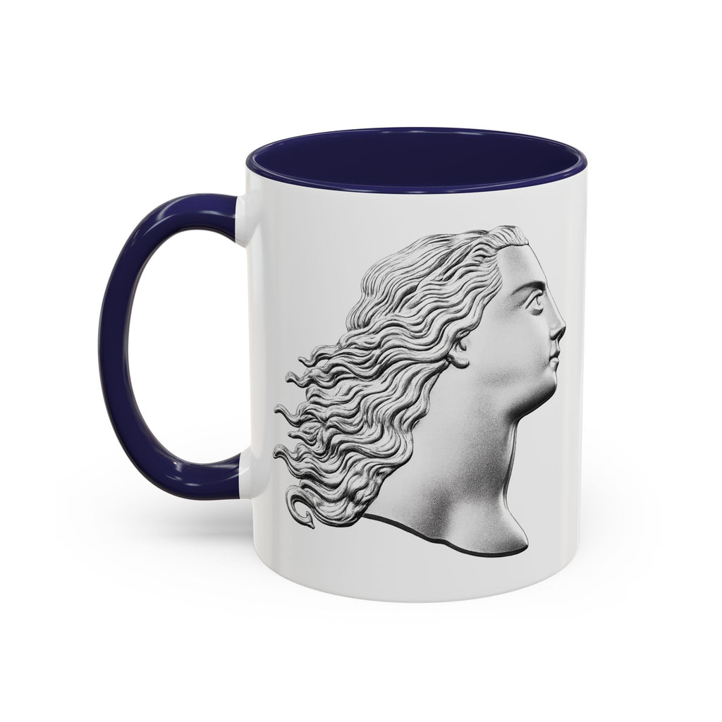 Classical Profile Accent Coffee Mug — Greek Goddess Bust Design (11/15oz)