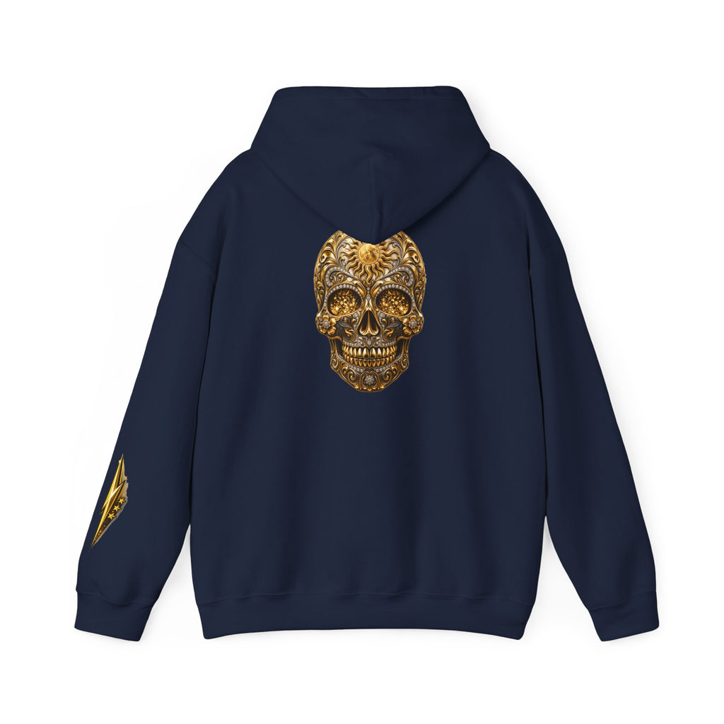 Gold Ornamental Skull Hoodie — Day of the Dead Sugar Skull Pullover