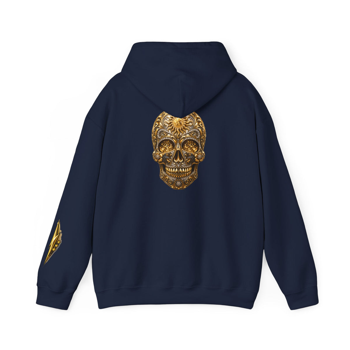 Gold Ornamental Skull Hoodie — Day of the Dead Sugar Skull Pullover