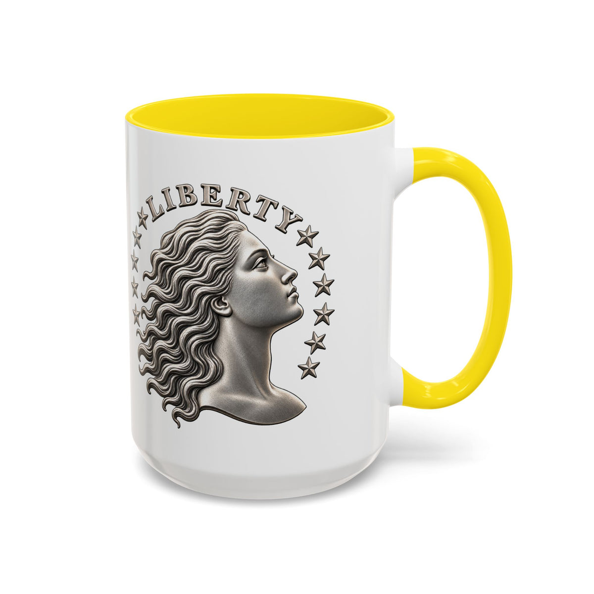 Liberty Coin Accent Coffee Mug — Vintage Lady Head Design (11/15 oz)