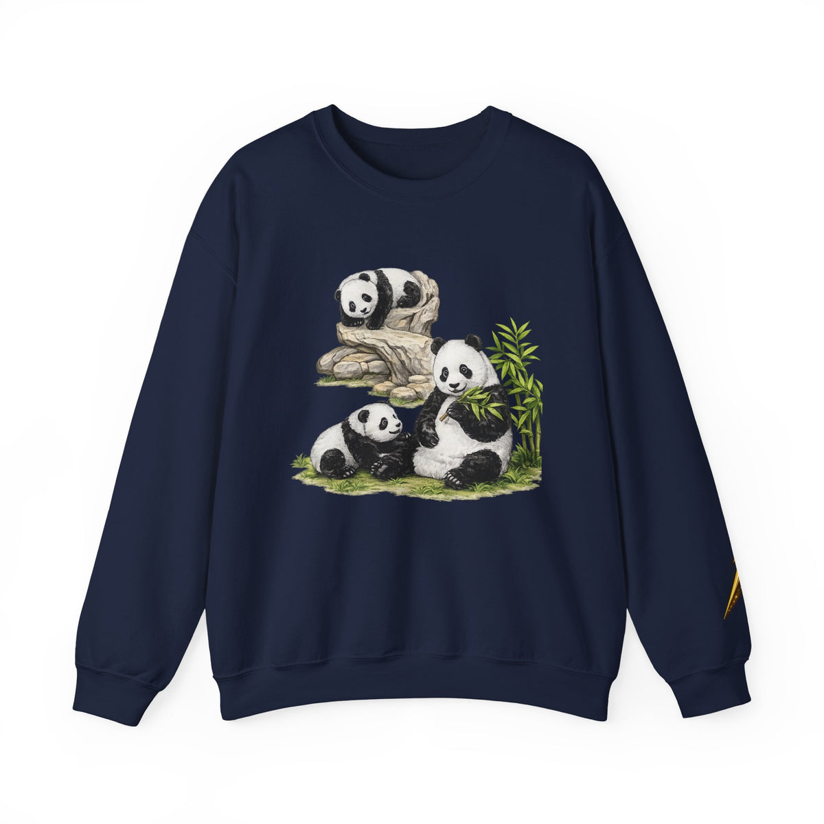 Panda Family Crewneck Sweatshirt — Cute Bamboo Bears Graphic