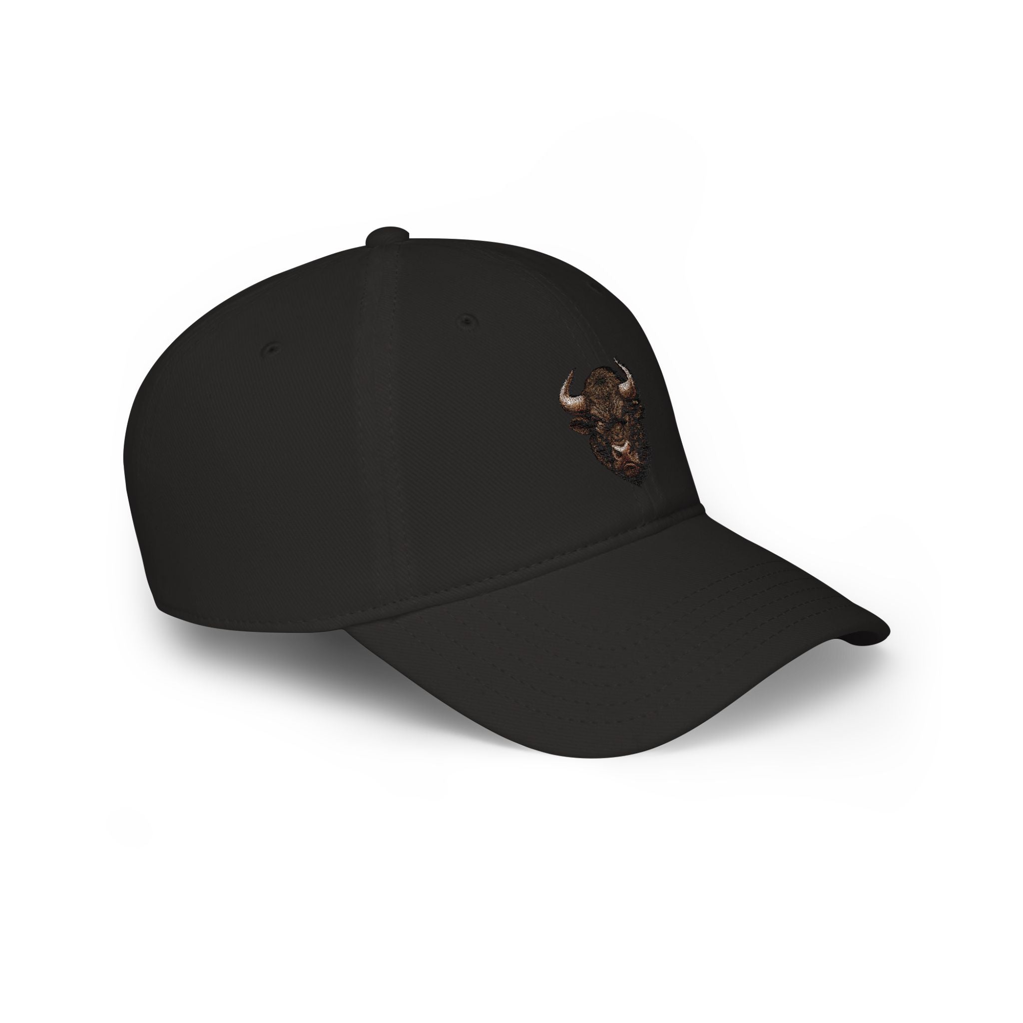 Embroidered Buffalo Head Baseball Cap — Rustic Western Low-Profile Hat