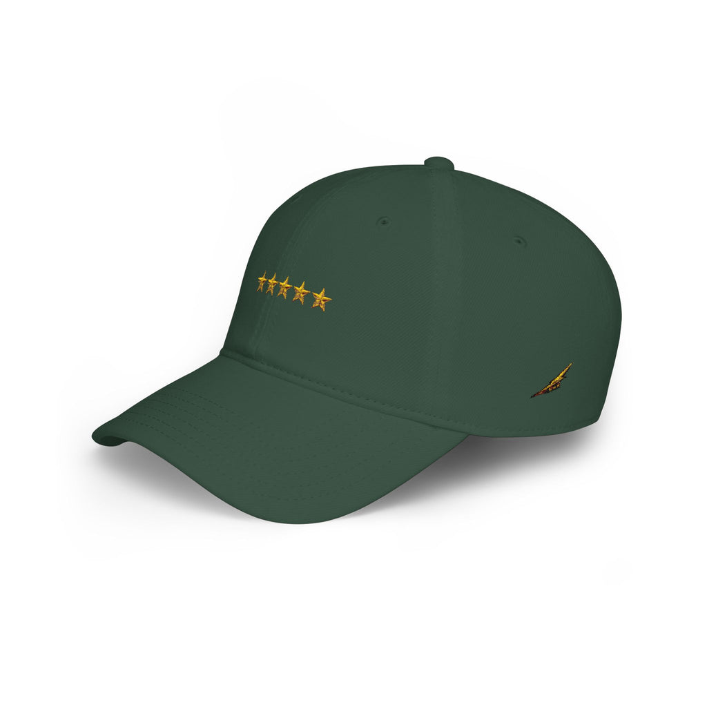 Red Low Profile Cap with Five Gold Stars Embroidery — Patriotic 5-Star Baseball Hat