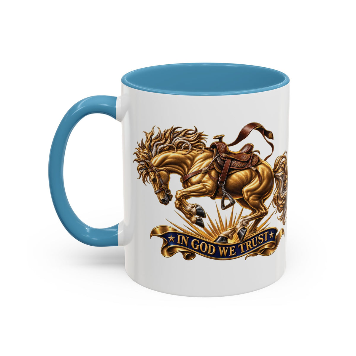 In God We Trust Golden Horse Accent Coffee Mug