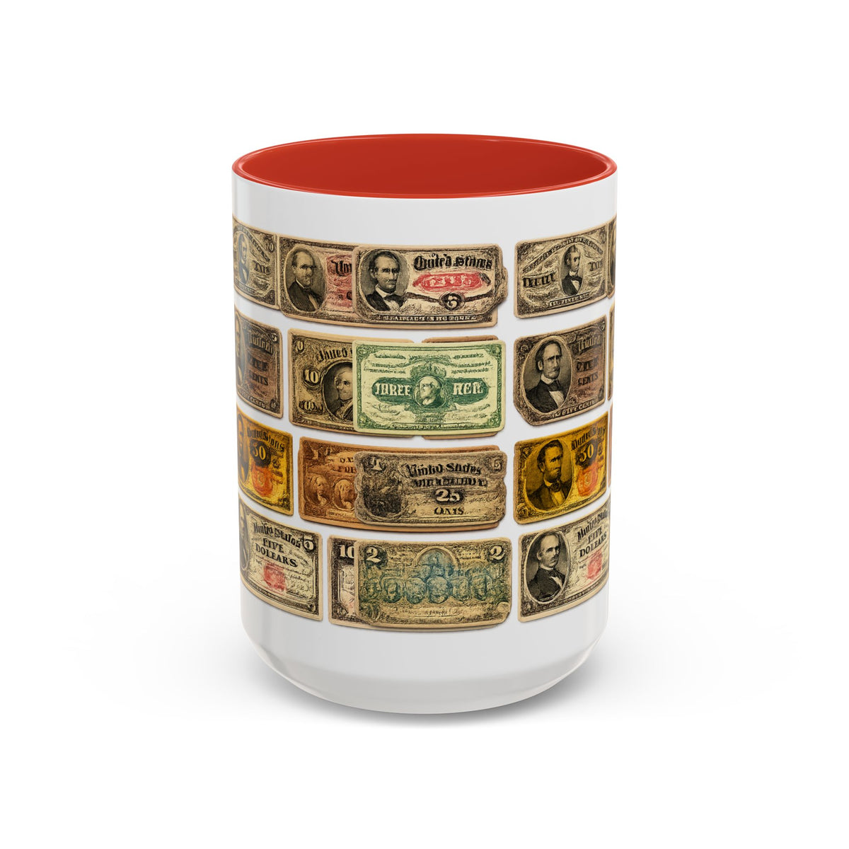 Vintage US Fractional Currency Coffee Mug – Retro Banknote Accent Mug (11/15 oz)