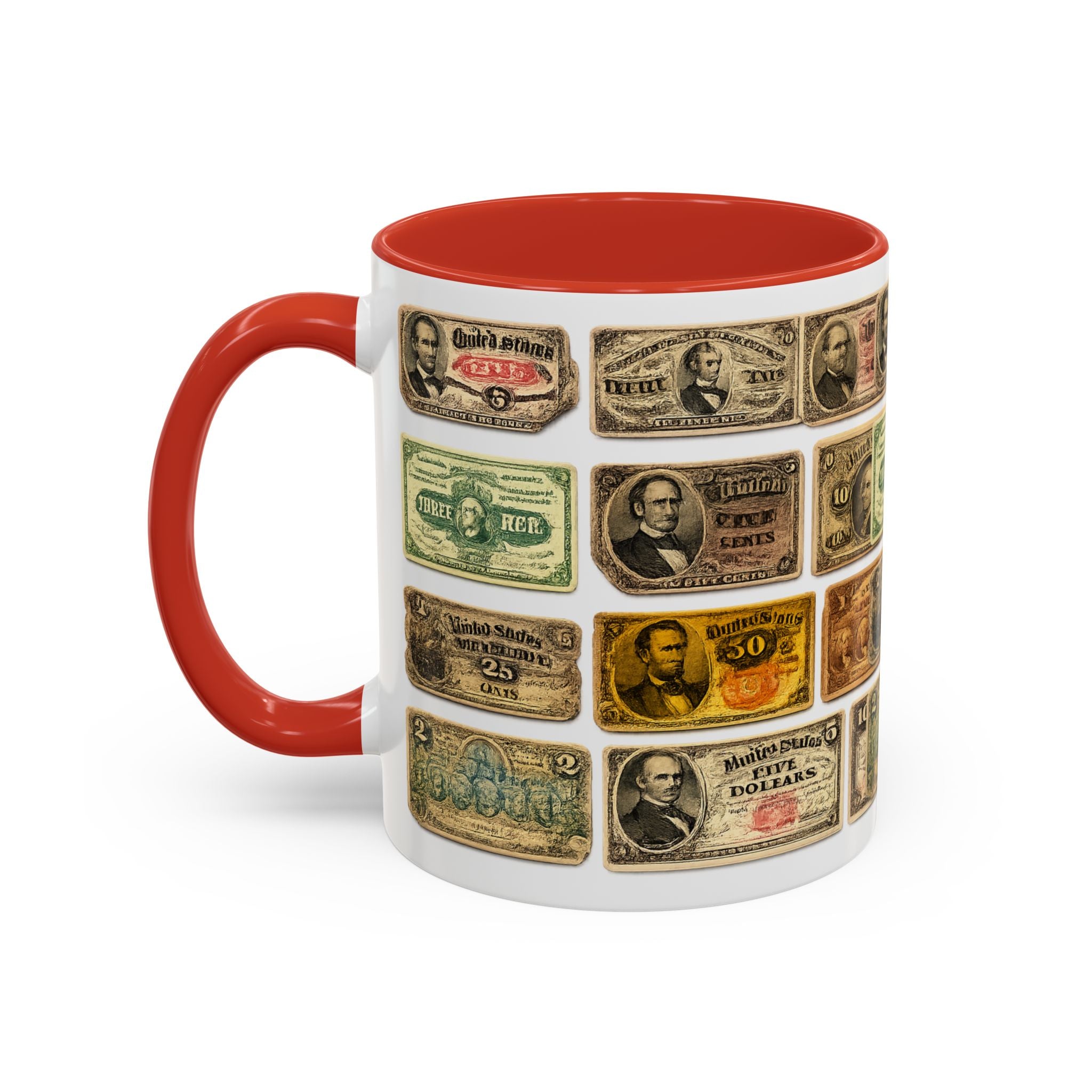 Vintage US Fractional Currency Coffee Mug – Retro Banknote Accent Mug (11/15 oz)