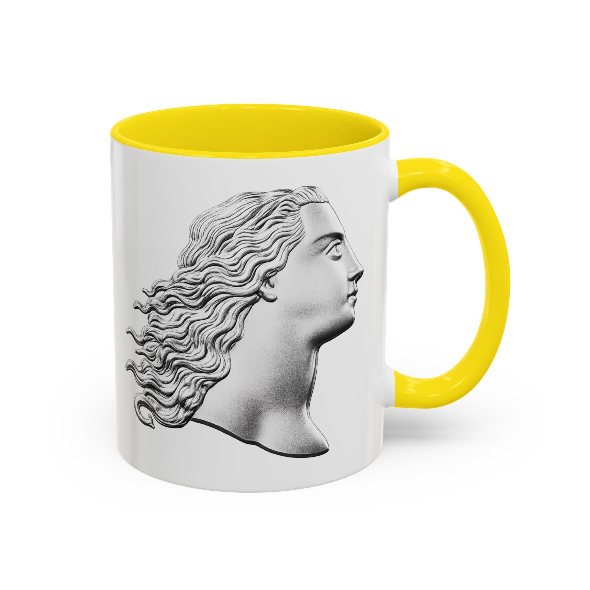 Classical Profile Accent Coffee Mug — Greek Goddess Bust Design (11/15oz)