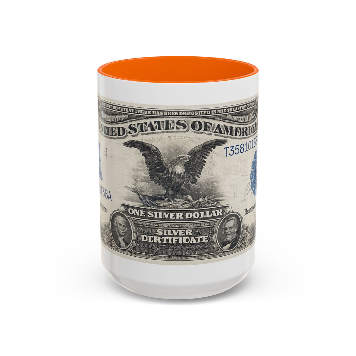 Dollar Bill Accent Coffee Mug — Vintage US Currency Design (11/15oz)