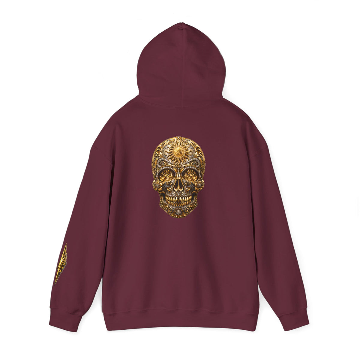 Gold Ornamental Skull Hoodie — Day of the Dead Sugar Skull Pullover