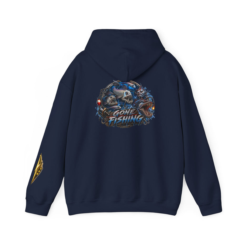 Fishing Skull Hoodie — "Gone Fishing" Graphic Pullover for Anglers