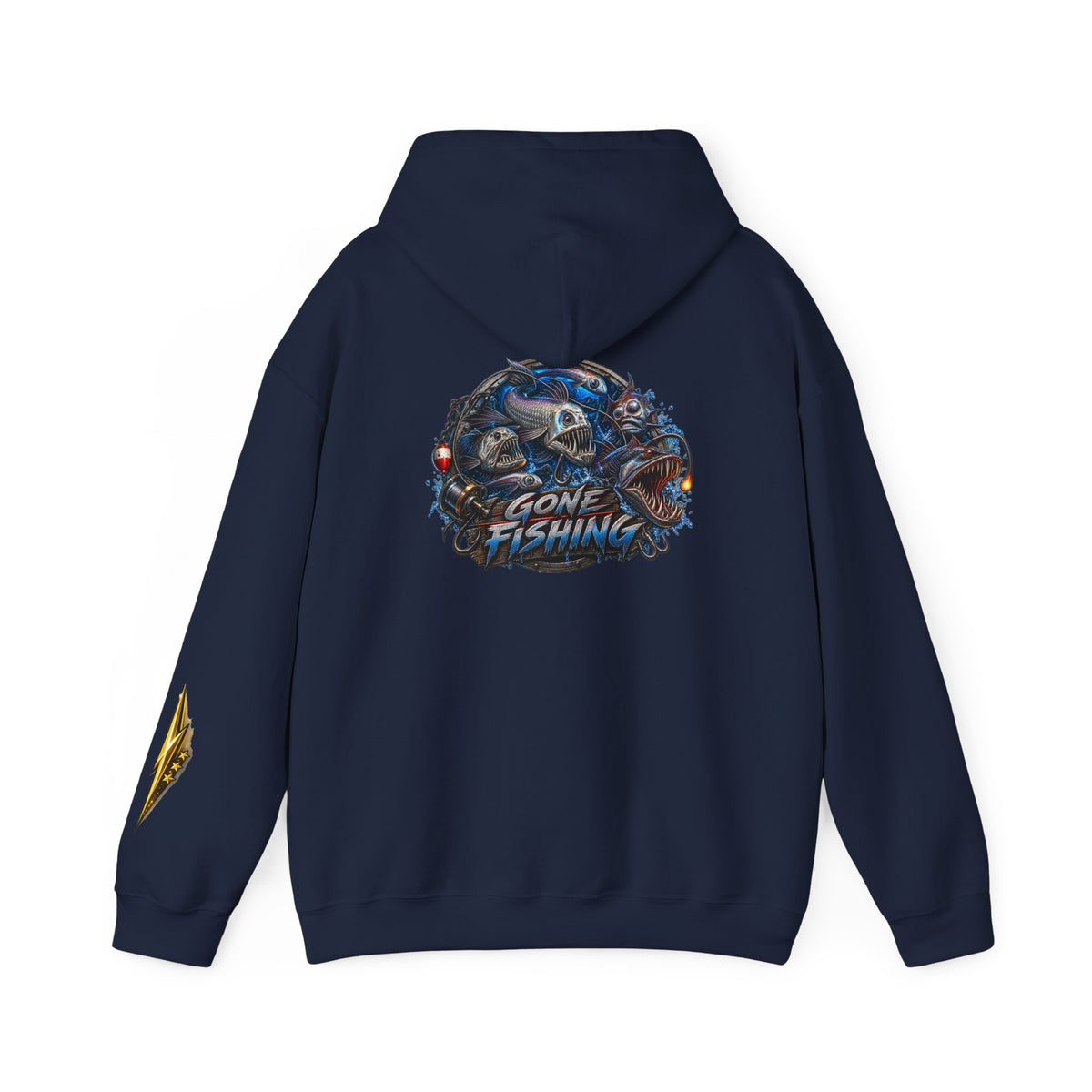 Fishing Skull Hoodie — "Gone Fishing" Graphic Pullover for Anglers