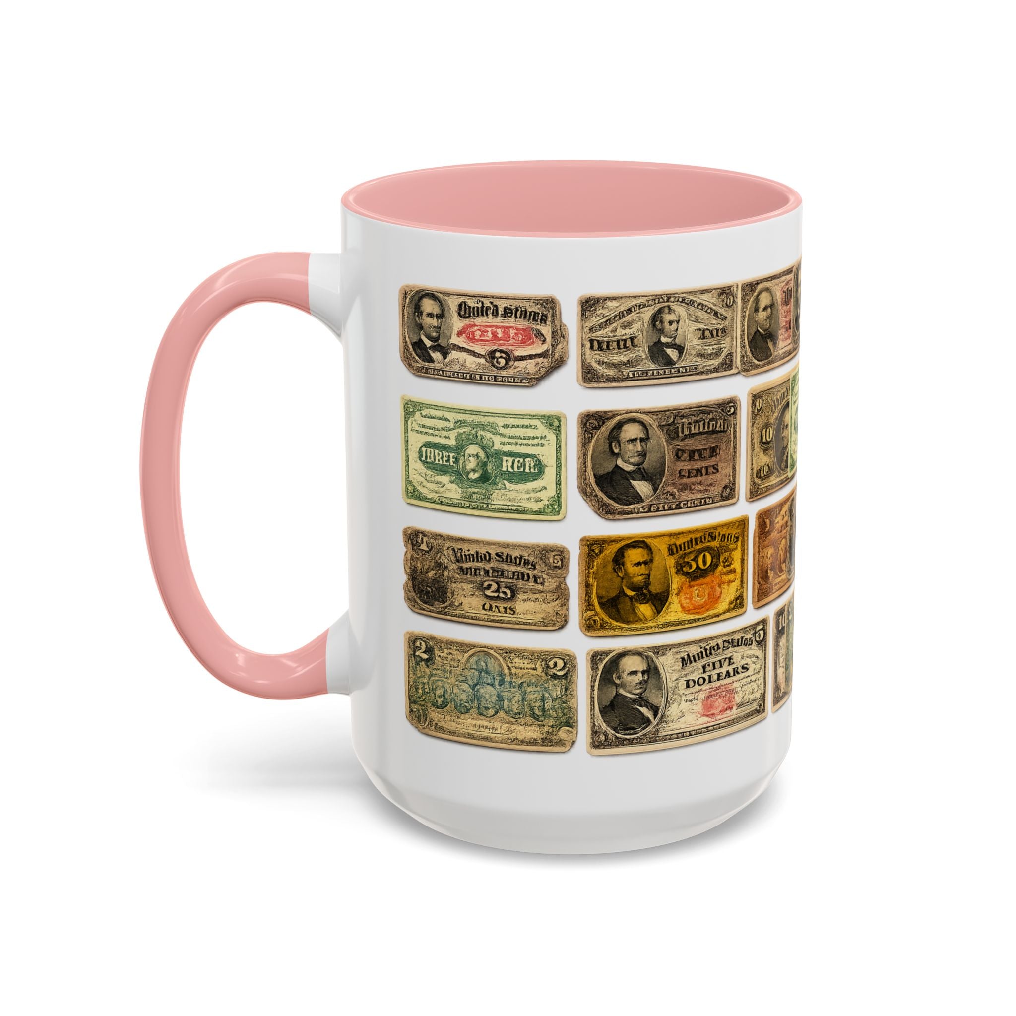 Vintage US Fractional Currency Coffee Mug – Retro Banknote Accent Mug (11/15 oz)