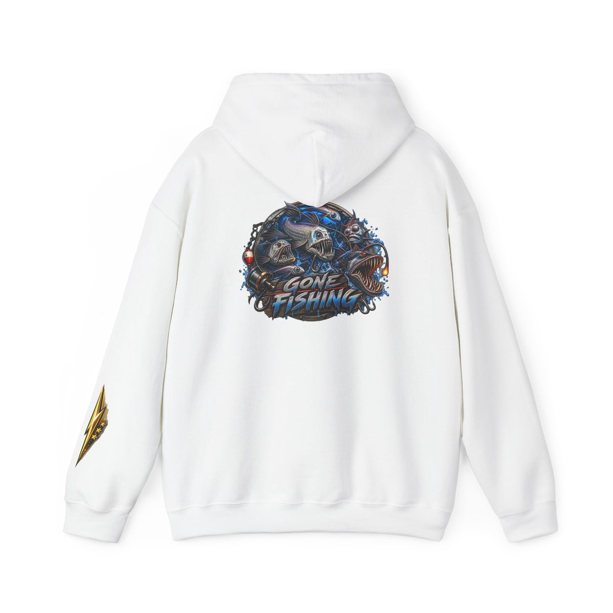 Fishing Skull Hoodie — "Gone Fishing" Graphic Pullover for Anglers