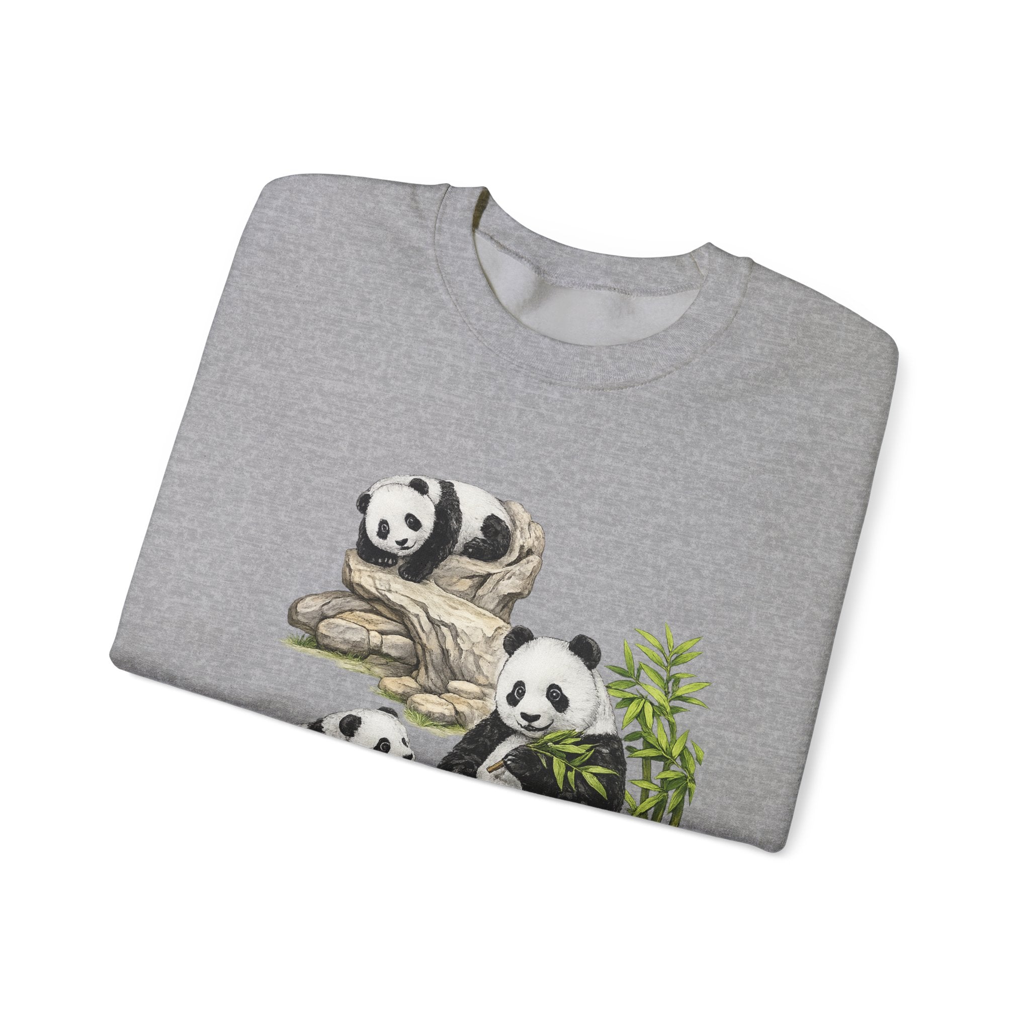 Panda Family Crewneck Sweatshirt — Cute Bamboo Bears Graphic