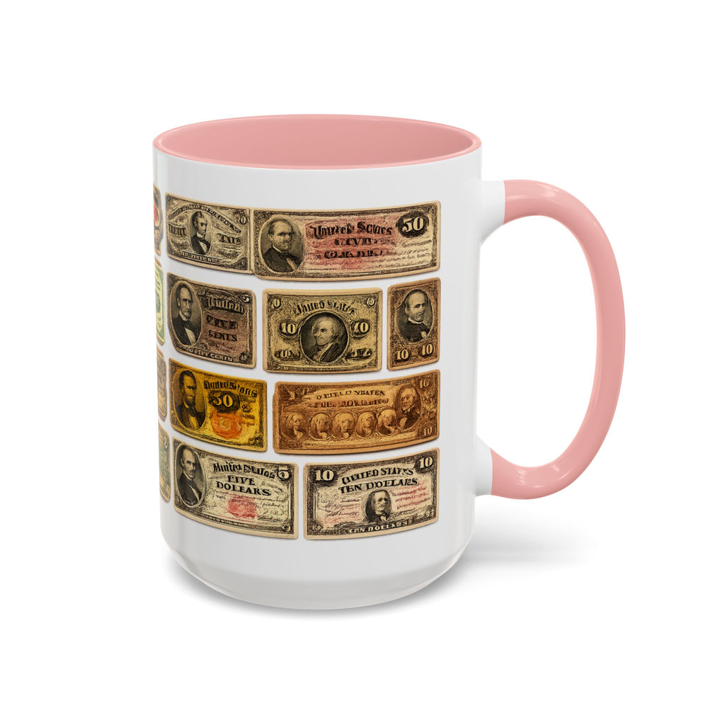 Vintage US Fractional Currency Coffee Mug – Retro Banknote Accent Mug (11/15 oz)