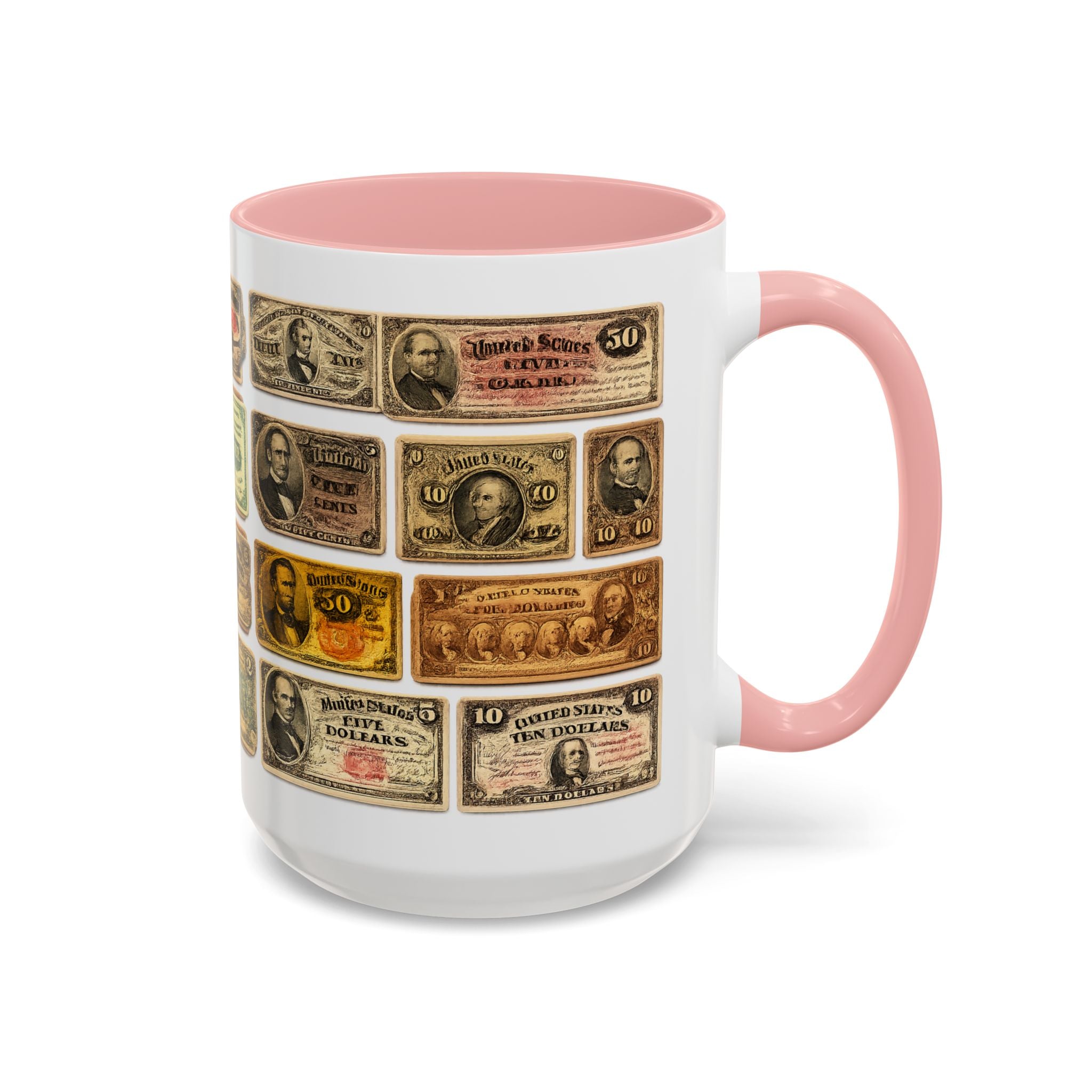 Vintage US Fractional Currency Coffee Mug – Retro Banknote Accent Mug (11/15 oz)
